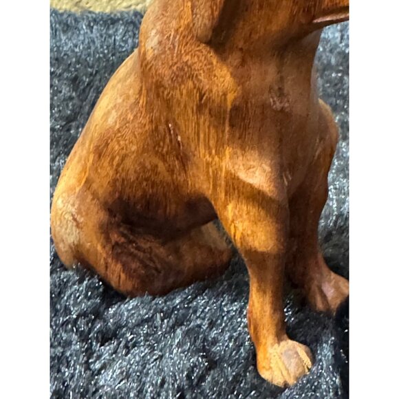 Hand-Carved Wooden Dog Figurine For Home Decor 5"Tall - Picture 3 of 8